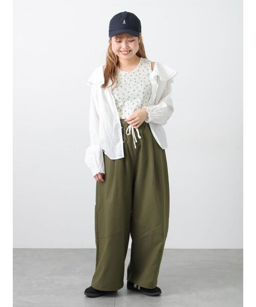 Samansa Mos2(サマンサ モスモス)の「花柄パターンメッシュレース付ノースリーブ(Tシャツ/カットソー・レディース・オフホワイト/チャコールグレー/キナリ・F)」の8枚目の写真