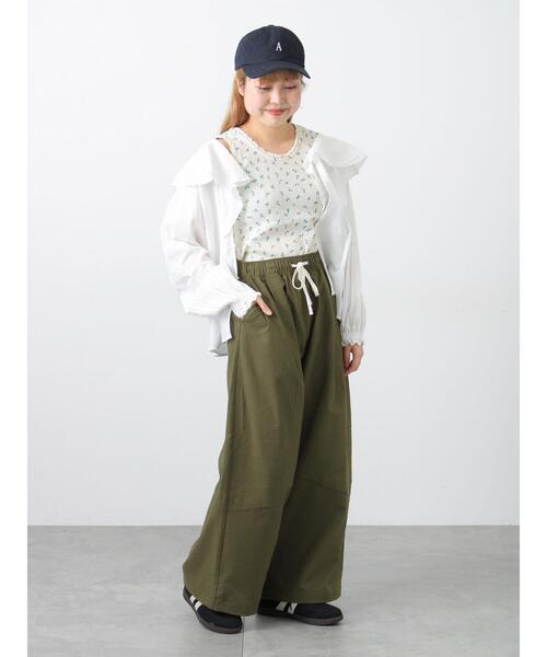 Samansa Mos2(サマンサ モスモス)の「花柄パターンメッシュレース付ノースリーブ(Tシャツ/カットソー・レディース・オフホワイト/チャコールグレー/キナリ・F)」の9枚目の写真