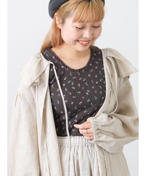 Samansa Mos2(サマンサ モスモス)の「花柄パターンメッシュレース付ノースリーブ(Tシャツ/カットソー・レディース・オフホワイト/チャコールグレー/キナリ・F)」の10枚目の写真