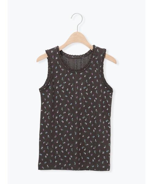 Samansa Mos2(サマンサ モスモス)の「花柄パターンメッシュレース付ノースリーブ(Tシャツ/カットソー・レディース・オフホワイト/チャコールグレー/キナリ・F)」の12枚目の写真