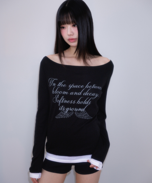 ROSEFRANTZ（ロゼフランツ）の「Lettering Angel Long Sleeve [Black]（Tシャツ/カットソー・レディース・ブラック・OS）」の11枚目の写真