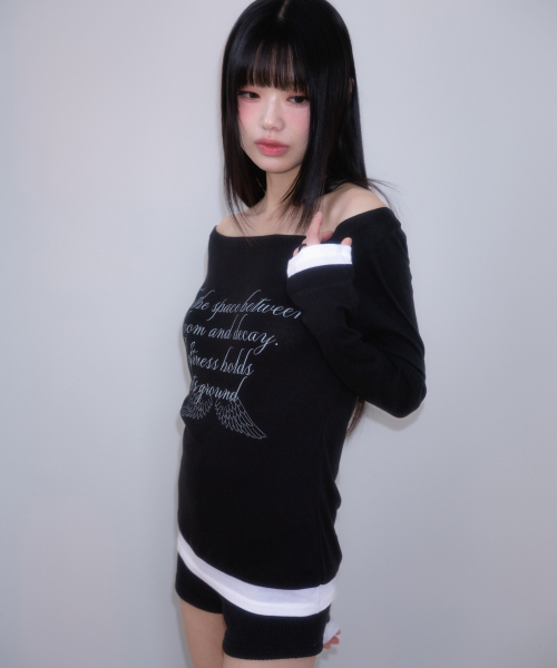 ROSEFRANTZ（ロゼフランツ）の「Lettering Angel Long Sleeve [Black]（Tシャツ/カットソー・レディース・ブラック・OS）」の9枚目の写真
