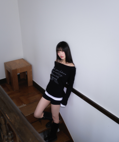 ROSEFRANTZ（ロゼフランツ）の「Lettering Angel Long Sleeve [Black]（Tシャツ/カットソー・レディース・ブラック・OS）」の6枚目の写真