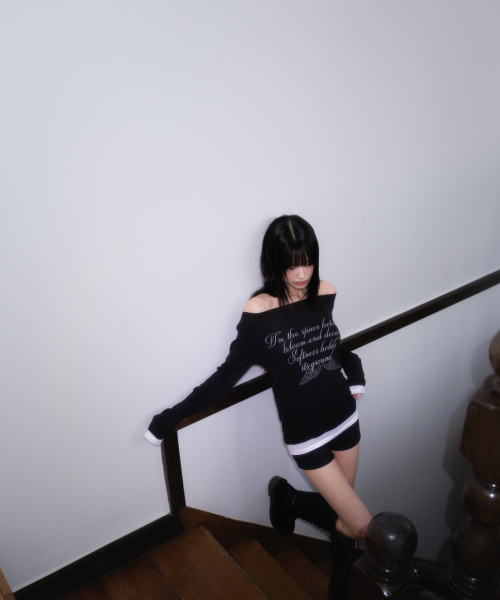 ROSEFRANTZ（ロゼフランツ）の「Lettering Angel Long Sleeve [Black]（Tシャツ/カットソー・レディース・ブラック・OS）」の2枚目の写真