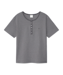 (w) TCM stripe round henley neck T (grey)