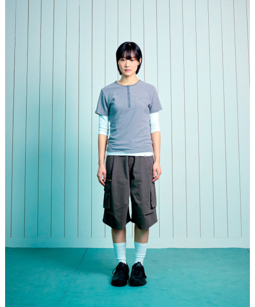 THECOLDESTMOMENT(ザコールデストモーメント)の「(w) TCM stripe round henley neck T (grey)(Tシャツ/カットソー・レディース・その他・SMALL/MEDIUM)」の6枚目の写真