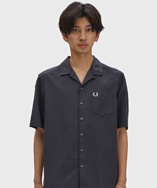 Seersucker Revere Collar Shirt／シアサッカーオープンカラーシャツ