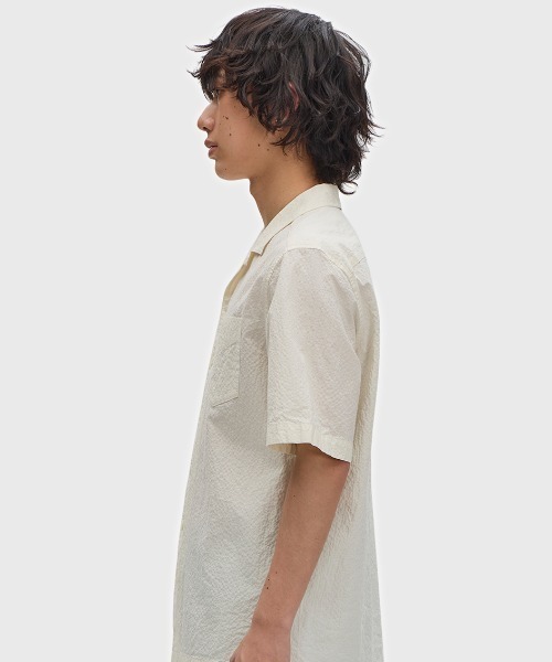 FRED PERRY（フレッドペリー）の「先行予約受付中／Seersucker Revere Collar Shirt／シアサッカーオープンカラーシャツ（シャツ/ブラウス・メンズ・グレー/ネイビー/ベージュ/ライトブルー・L/M/S）」の19枚目の写真