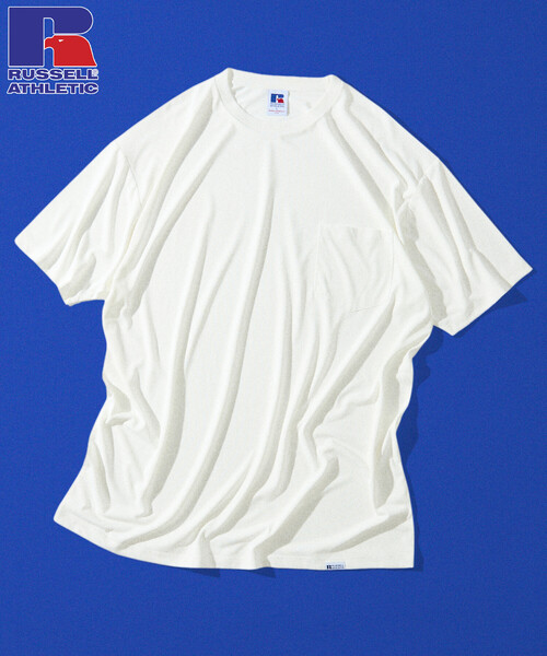 FREAK'S STORE（フリークスストア）の「限定展開 RUSSELL ATHLETIC×FREAK'S STORE ラッセル アスレチック 別注 Dry-Power ポケットTシャツ 吸湿速乾 消臭 ストレッチ（Tシャツ/カットソー・メンズ・アッシュグレー/チャコールグレー/ホワイト・SMALL/LARGE/MEDIUM）」の4枚目の写真