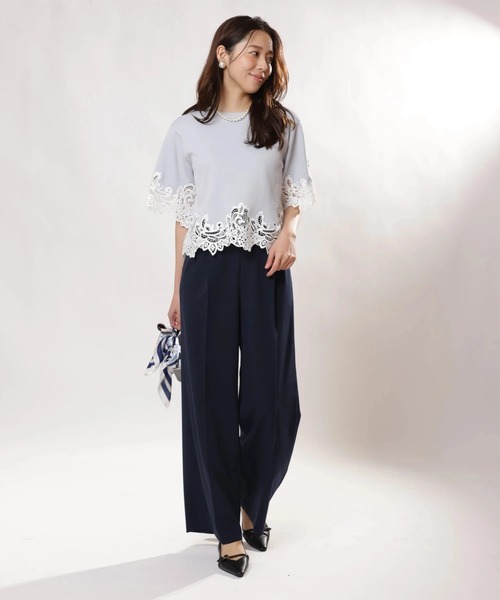 JUSGLITTY（ジャスグリッティー）の「スカーフ付セミワイドパンツ（その他パンツ・レディース・イエロー系その他/ネイビー・0/1/2）」の2枚目の写真