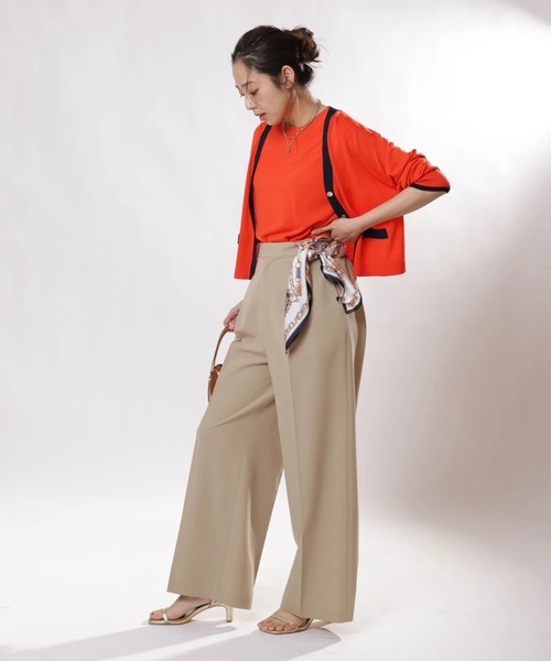 JUSGLITTY（ジャスグリッティー）の「スカーフ付セミワイドパンツ（その他パンツ・レディース・イエロー系その他/ネイビー・0/1/2）」の3枚目の写真