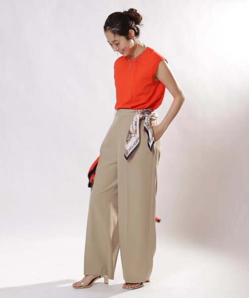 JUSGLITTY（ジャスグリッティー）の「スカーフ付セミワイドパンツ（その他パンツ・レディース・イエロー系その他/ネイビー・0/1/2）」の8枚目の写真