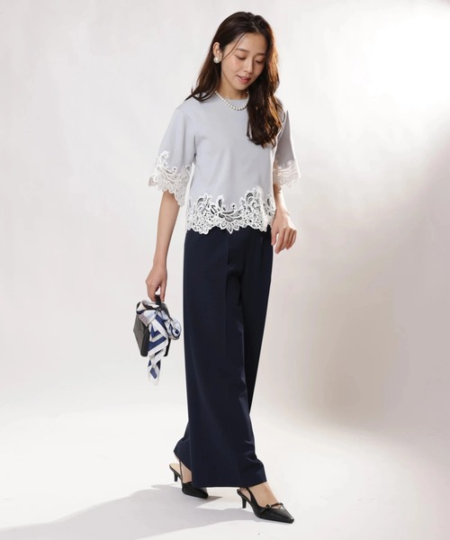 JUSGLITTY（ジャスグリッティー）の「スカーフ付セミワイドパンツ（その他パンツ・レディース・イエロー系その他/ネイビー・0/1/2）」の13枚目の写真