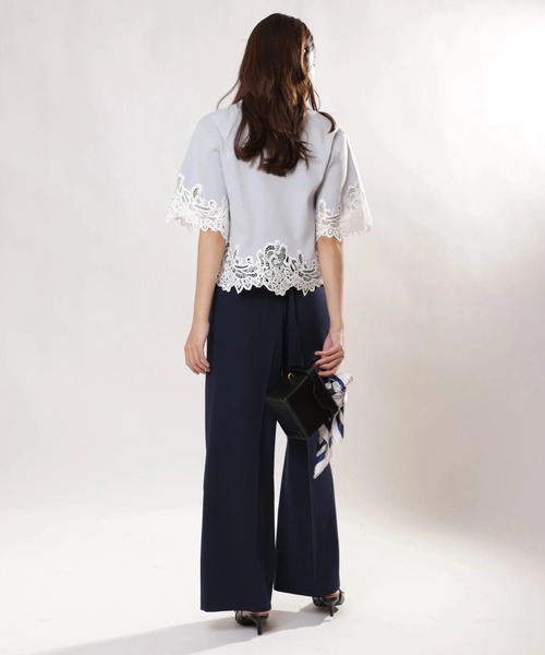 JUSGLITTY（ジャスグリッティー）の「スカーフ付セミワイドパンツ（その他パンツ・レディース・イエロー系その他/ネイビー・0/1/2）」の14枚目の写真