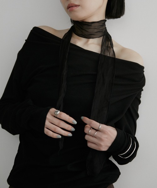 Aunt Marie's（アントマリーズ）の「リブドレープトップス（Tシャツ/カットソー・レディース・グレー/アイボリー/ブラック/ライトブルー・FREE）」の11枚目の写真