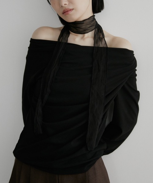 Aunt Marie's（アントマリーズ）の「リブドレープトップス（Tシャツ/カットソー・レディース・グレー/アイボリー/ブラック/ライトブルー・FREE）」の12枚目の写真