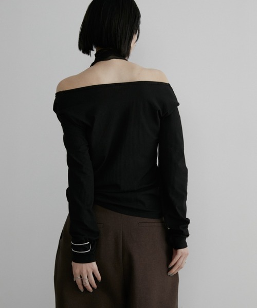 Aunt Marie's（アントマリーズ）の「リブドレープトップス（Tシャツ/カットソー・レディース・グレー/アイボリー/ブラック/ライトブルー・FREE）」の14枚目の写真