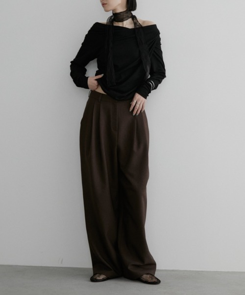 Aunt Marie's（アントマリーズ）の「リブドレープトップス（Tシャツ/カットソー・レディース・グレー/アイボリー/ブラック/ライトブルー・FREE）」の15枚目の写真