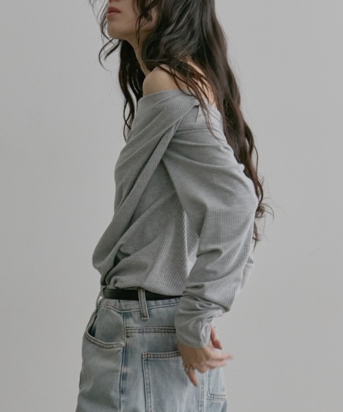 Aunt Marie's（アントマリーズ）の「リブドレープトップス（Tシャツ/カットソー・レディース・グレー/アイボリー/ブラック/ライトブルー・FREE）」の19枚目の写真