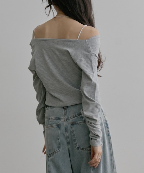 Aunt Marie's（アントマリーズ）の「リブドレープトップス（Tシャツ/カットソー・レディース・グレー/アイボリー/ブラック/ライトブルー・FREE）」の20枚目の写真