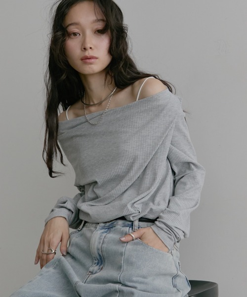 Aunt Marie's（アントマリーズ）の「リブドレープトップス（Tシャツ/カットソー・レディース・グレー/アイボリー/ブラック/ライトブルー・FREE）」の17枚目の写真