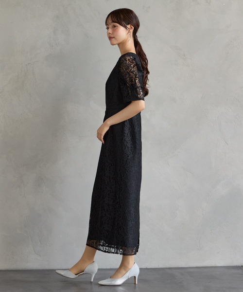 AIMER(エメ)の「フラワーレースボリュームスリーブタイトパーティードレス 結婚式 お呼ばれ ドレス 20代 30代 40代(ドレス・レディース・ブラック/オールドローズ系/ダルブルー系・LARGE/MEDIUM)」の6枚目の写真