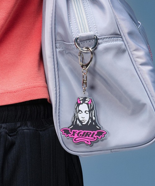 X-girl（エックスガール）の「DEVIL FACE RUBBER KEY CHARM（キーホルダー・レディース・ライトブルー/ピンク・ONE SIZE）」の3枚目の写真