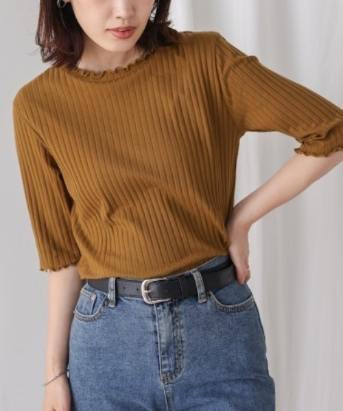 Bou Jeloud(ブージュルード)の「ハーフスリーブカットソー(Tシャツ/カットソー・レディース・B/ブラック/カーキ/アイボリー/グリーン/A・LARGE/MEDIUM)」の3枚目の写真