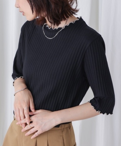 Bou Jeloud(ブージュルード)の「ハーフスリーブカットソー(Tシャツ/カットソー・レディース・B/ブラック/カーキ/アイボリー/グリーン/A・LARGE/MEDIUM)」の6枚目の写真