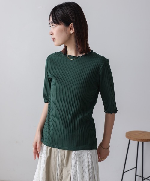 Bou Jeloud(ブージュルード)の「ハーフスリーブカットソー(Tシャツ/カットソー・レディース・B/ブラック/カーキ/アイボリー/グリーン/A・LARGE/MEDIUM)」の12枚目の写真