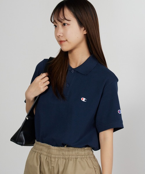 Champion(チャンピオン)の「Champion/チャンピオン ロゴワッペン ベーシック フィッシャーテール 半袖ポロシャツ 2026年 夏 夏服(ポロシャツ・メンズ・ホワイト/ブラック/ネイビー/グレー・M/L/XL)」の1枚目の写真
