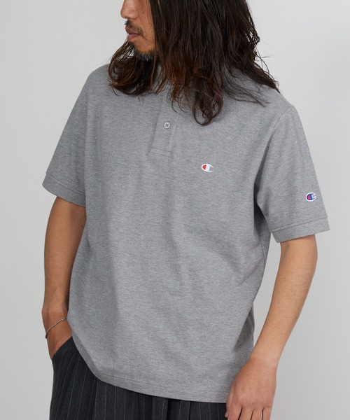 Champion(チャンピオン)の「Champion/チャンピオン ロゴワッペン ベーシック フィッシャーテール 半袖ポロシャツ 2026年 夏 夏服(ポロシャツ・メンズ・ホワイト/ブラック/ネイビー/グレー・M/L/XL)」の4枚目の写真