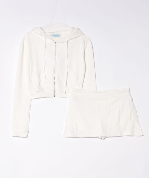 Jasmine Grandiflorum(ジャスミングランディフローラム)の「【Jasmine】クロップド丈パーカー+ミニタイトスカート(セットアップ・レディース・ピンク/ホワイト/ブラック・FREE)」の19枚目の写真