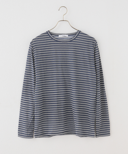 JOURNAL STANDARD relume(ジャーナルスタンダード レリューム)の「シアーボーダーロングスリーブTシャツ(Tシャツ/カットソー・レディース・ネイビー/ブラウン・FREE)」の2枚目の写真
