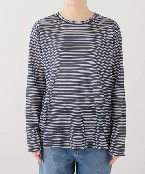 JOURNAL STANDARD relume(ジャーナルスタンダード レリューム)の「シアーボーダーロングスリーブTシャツ(Tシャツ/カットソー・レディース・ネイビー/ブラウン・FREE)」の8枚目の写真