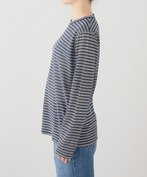 JOURNAL STANDARD relume(ジャーナルスタンダード レリューム)の「シアーボーダーロングスリーブTシャツ(Tシャツ/カットソー・レディース・ネイビー/ブラウン・FREE)」の9枚目の写真