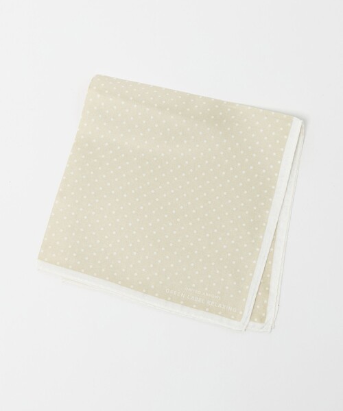 green label relaxing（グリーンレーベルリラクシング）の「GLR シルク ドット ポケットチーフ（ポケットチーフ・メンズ・ベージュ/ネイビー/ホワイト/シルバー・FREE）」の3枚目の写真