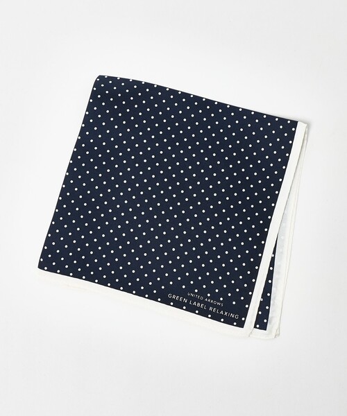 green label relaxing（グリーンレーベルリラクシング）の「GLR シルク ドット ポケットチーフ（ポケットチーフ・メンズ・ベージュ/ネイビー/ホワイト/シルバー・FREE）」の4枚目の写真