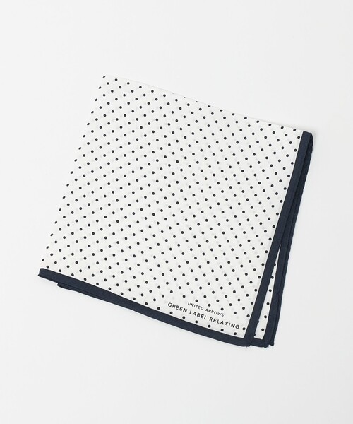 green label relaxing（グリーンレーベルリラクシング）の「GLR シルク ドット ポケットチーフ（ポケットチーフ・メンズ・ベージュ/ネイビー/ホワイト/シルバー・FREE）」の2枚目の写真
