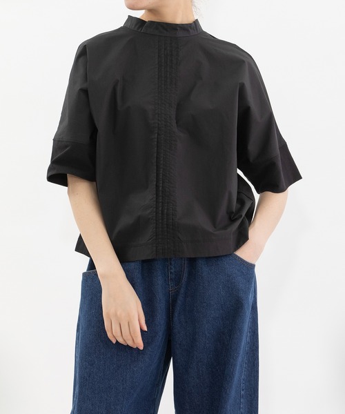 nop de nod(ノップドゥノッド)の「USコットン後ろボーカラー布帛Tシャツ(Tシャツ/カットソー・レディース・ブラック/ネイビー/オフホワイト/レッド・3)」の1枚目の写真