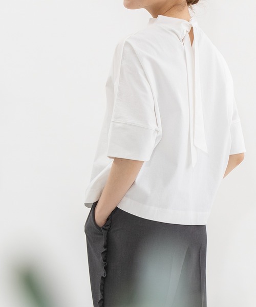 nop de nod(ノップドゥノッド)の「USコットン後ろボーカラー布帛Tシャツ(Tシャツ/カットソー・レディース・ブラック/ネイビー/オフホワイト/レッド・3)」の22枚目の写真