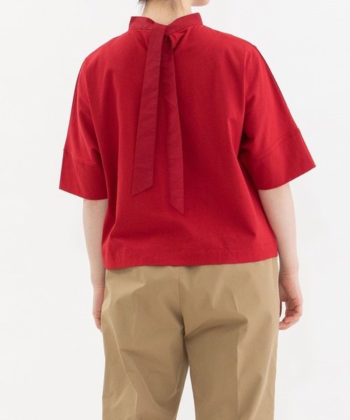 nop de nod(ノップドゥノッド)の「USコットン後ろボーカラー布帛Tシャツ(Tシャツ/カットソー・レディース・ブラック/ネイビー/オフホワイト/レッド・3)」の6枚目の写真