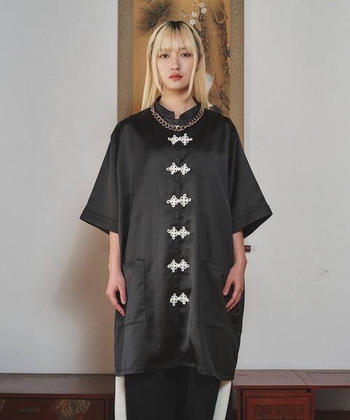 狐独（コドク）の「オーバーロングチャイナシャツ（シャツ/ブラウス・メンズ・オフホワイト/ブラック・LARGE/MEDIUM）」の11枚目の写真