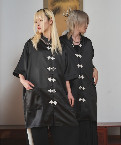 狐独（コドク）の「オーバーロングチャイナシャツ（シャツ/ブラウス・メンズ・オフホワイト/ブラック・LARGE/MEDIUM）」の5枚目の写真