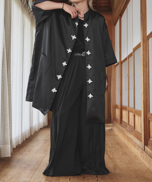 狐独（コドク）の「オーバーロングチャイナシャツ（シャツ/ブラウス・メンズ・オフホワイト/ブラック・LARGE/MEDIUM）」の6枚目の写真