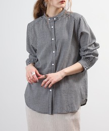 コットン丸襟ブラウス 長袖