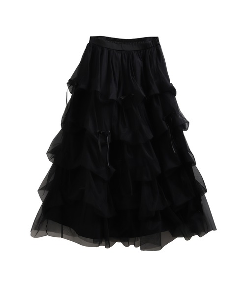 Fit more(フィットモア)の「ランダムタックチュールスカート(スカート・レディース・ホワイト/ブラック・LONG/SHORT)」の21枚目の写真