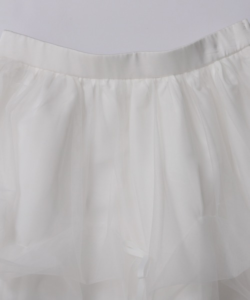 Fit more(フィットモア)の「ランダムタックチュールスカート(スカート・レディース・ホワイト/ブラック・LONG/SHORT)」の15枚目の写真