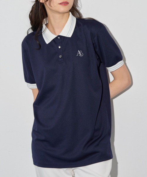 a.v.v(アーヴェヴェ)の「【UV対策 吸水速乾】<a.v.v sport>かのこ素材ポロシャツ(ポロシャツ・レディース・サックスブルー/ネイビー・X-LARGE/LARGE/MEDIUM)」の12枚目の写真