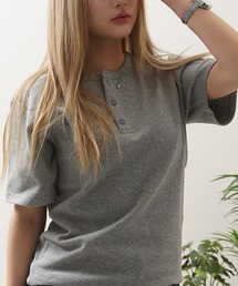 スパンリブ ヘンリーネック Tee / Spandex-Ribbed Henley Neck Tee